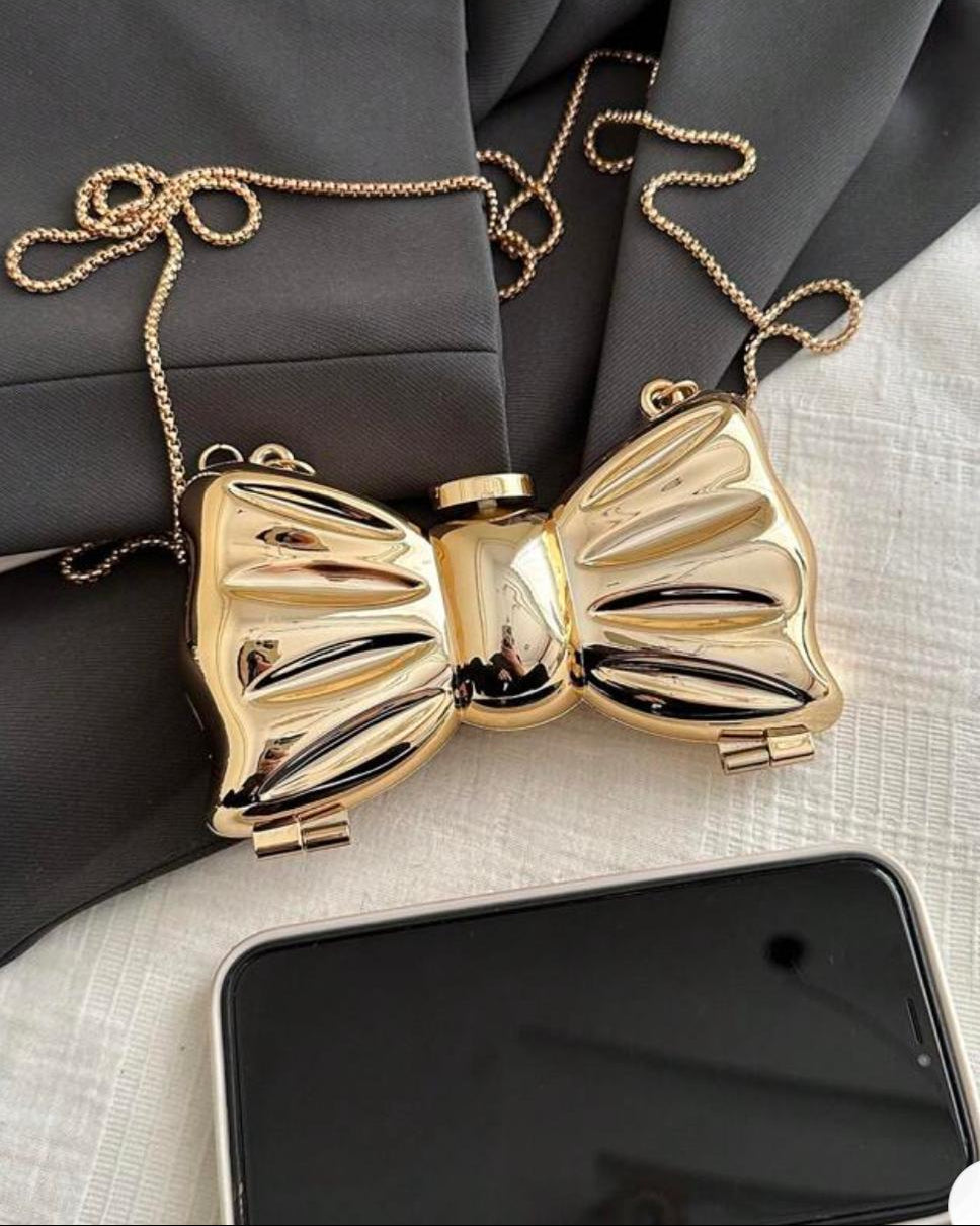 Mini bow metallic mirror bag