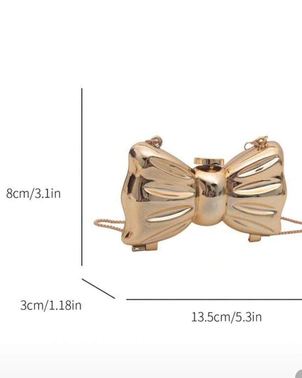 Mini bow metallic mirror bag