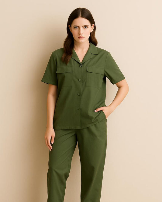 Olive Green Boxy Fit Coord Set