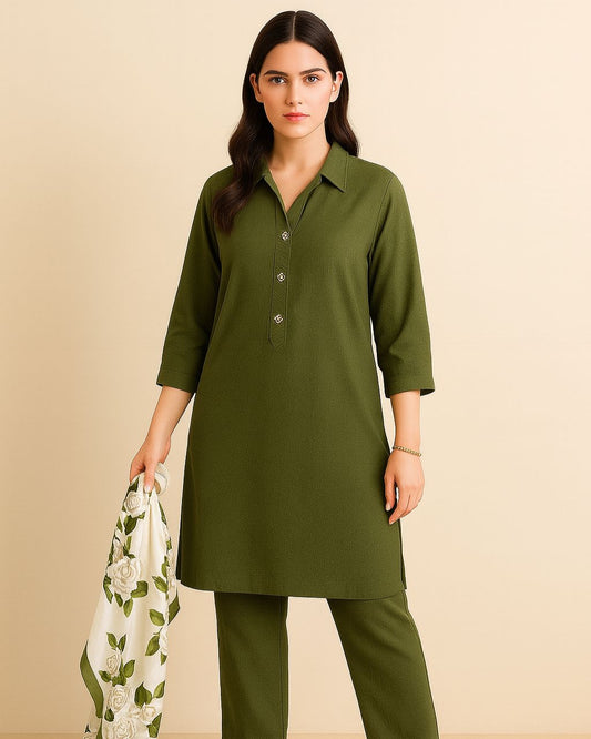 Olive Green Long Coord Set
