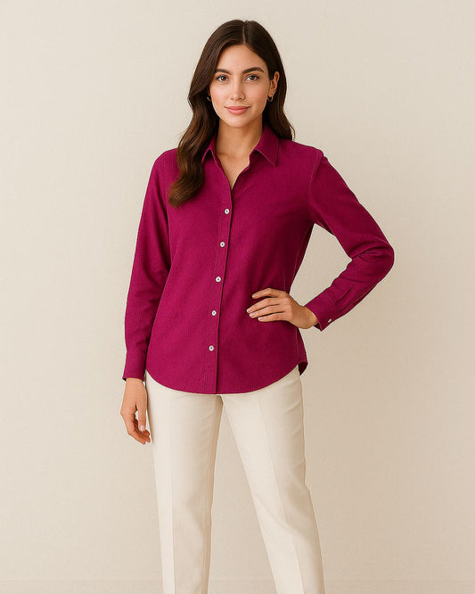 Purple Drop-Shoulder Button Down Shirt